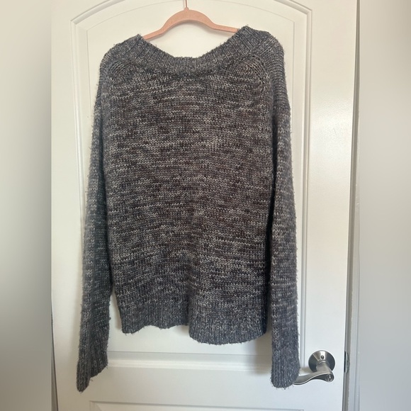 Madewell Spray-dyed 100% Wool V-neck Oversized Sweater Grey size medium fall - Picture 7 of 14